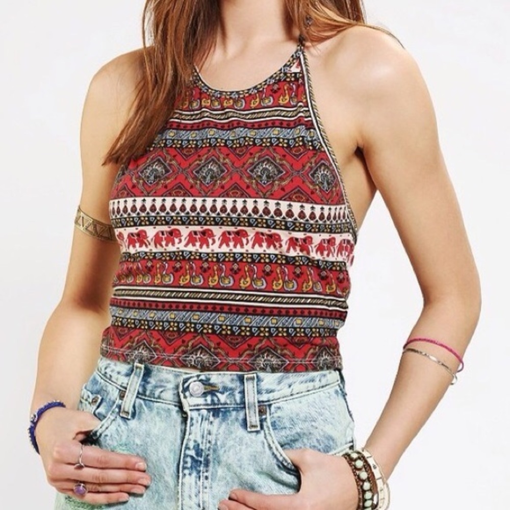 Urban Outfitters Elephant print halter cropped top